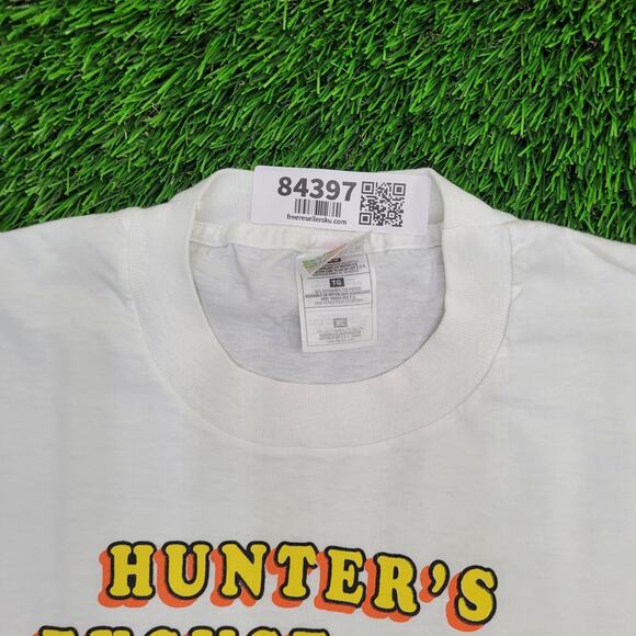 Vintage 90s Funny Deer Hunting Shirt Large 22x26 Crop USA - Picture 7 of 14